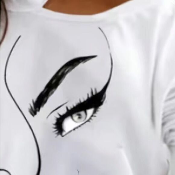 Cold shoulder, long sleeve polyester Top. With sexy eye smirk. - Picture 6 of 8